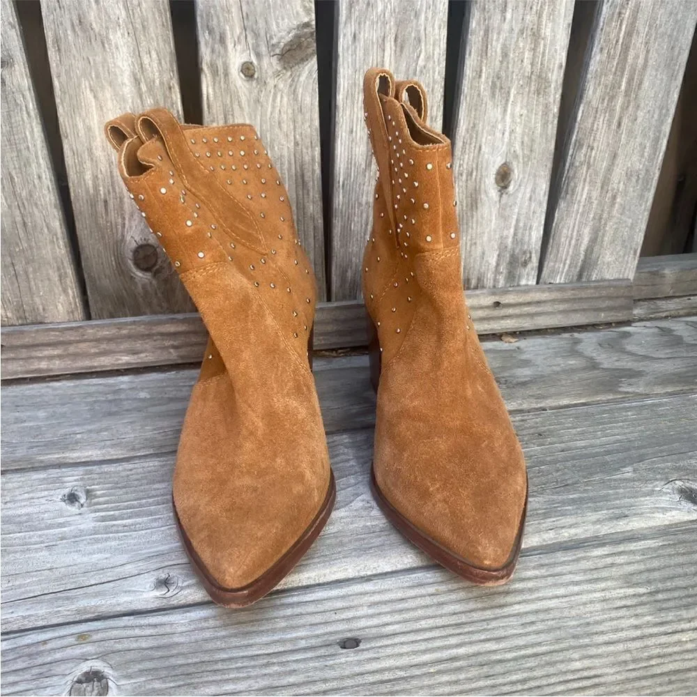 Schutz Laurinete suede Western Booties in brown size 6.5